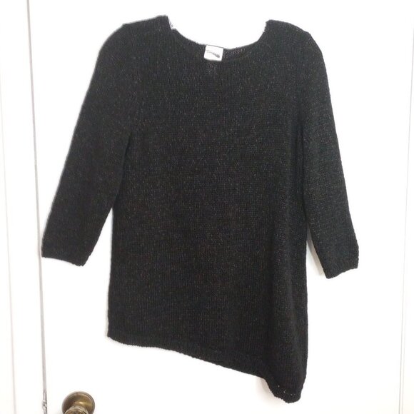 Chico's Glenda Asymmetrical Black Sweater Sz 1 - Picture 1 of 8